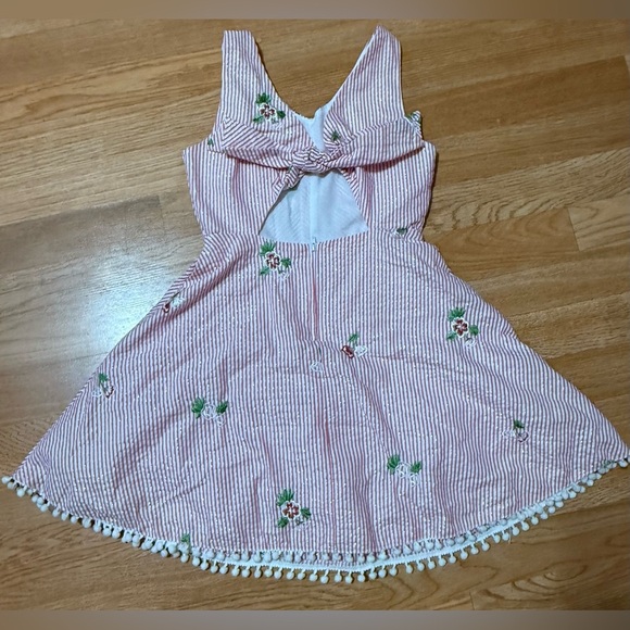Rare Editions Pink Striped Embroidered Girls' Sundress Sun Dress Size 7 - Picture 4 of 7